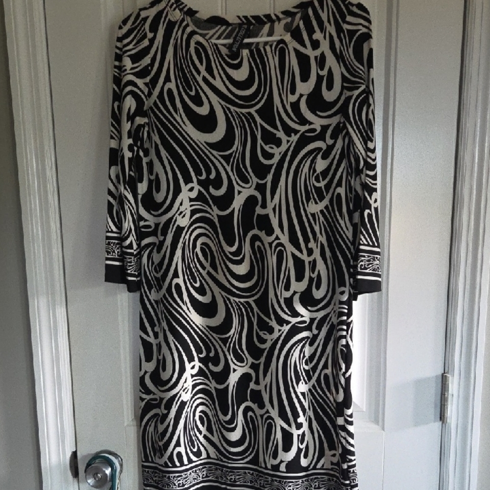 BOGO Elegant Black and White Swirl Dress